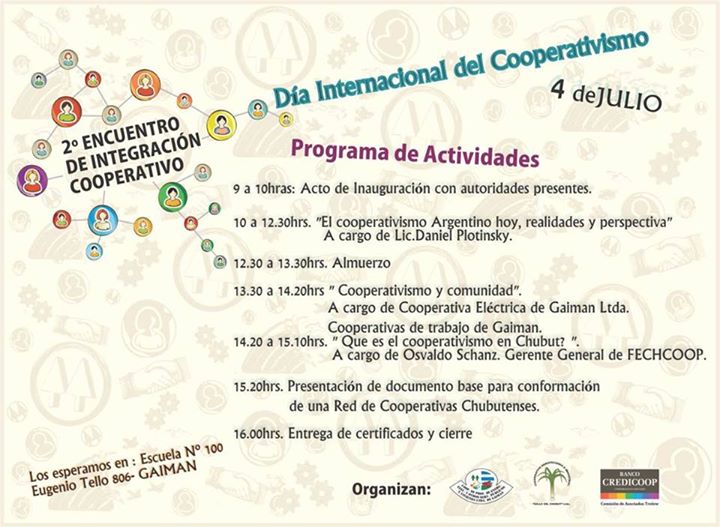Idelcoop estuvo presente en el “2º Encuentro de Integración Cooperativa” realizado en Gaiman